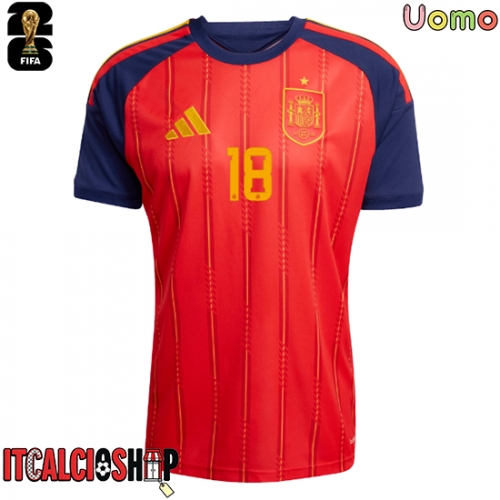 Spagna Martin Zubimendi #18 Prima Maglia Mondiali 2026 Manica Corta